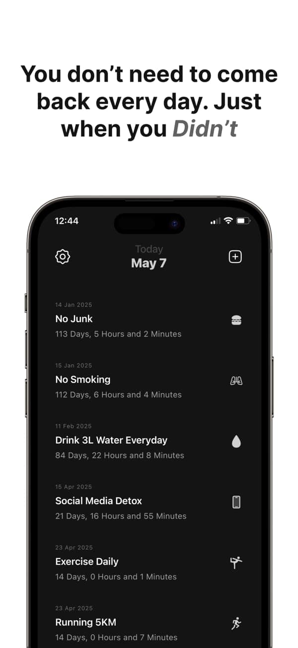 Didnt: check in when you miss a habit
