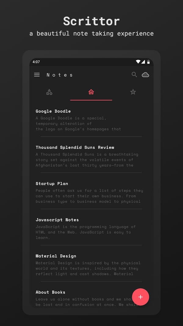 Scrittor: a simple note taking experience