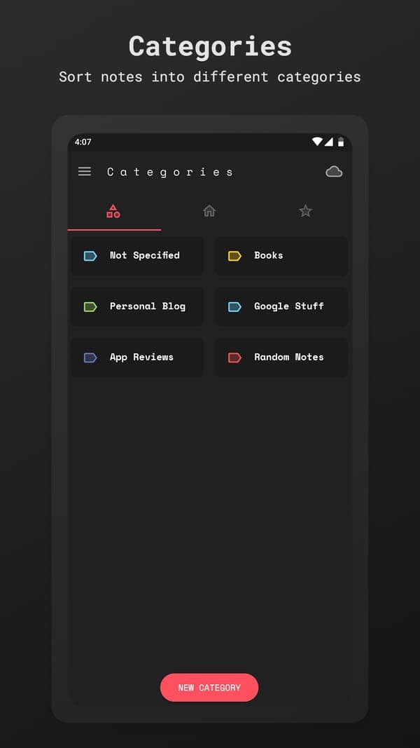 Sort notes into categories