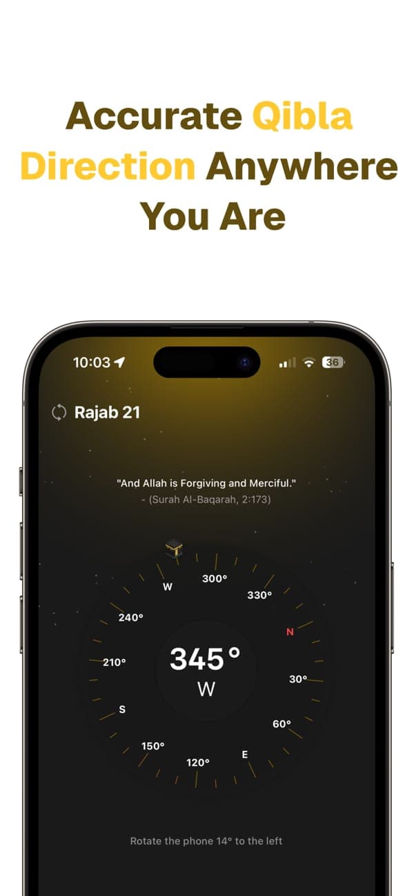 Accurate Qibla direction anywhere